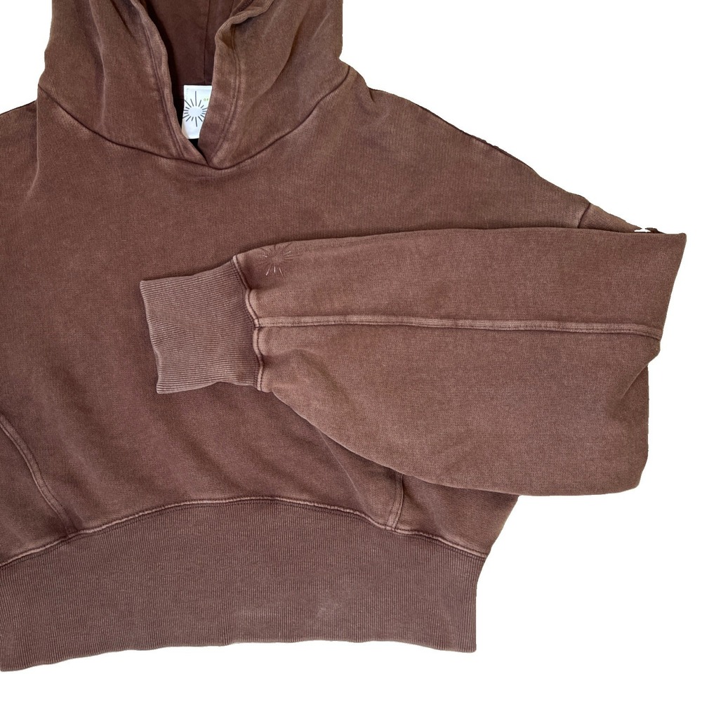 OFFLINE by Aerie Cropped Hoodie Women XL Brown Washed Thumbhole Pullover - Picture 9 of 9